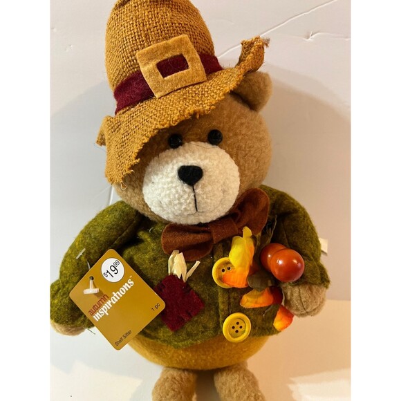 NEW Teddy Bear Shelf Sitter By Autumn Inspirations Thanksgiving Fall Decor - Picture 1 of 4